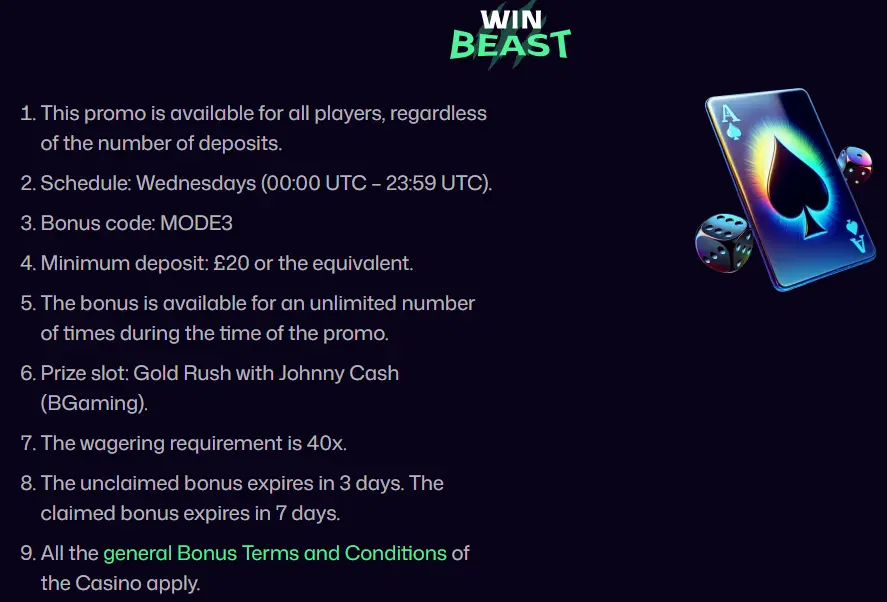 Casino WinBeast Free Spins