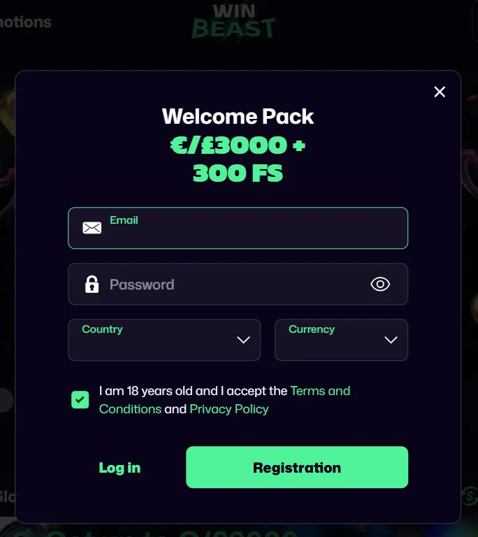 Win Beast Casino Regitration